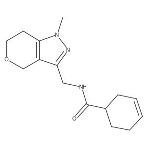N-((1-methyl-1,4,6,7-tetrahydropyrano[4,3-c]pyrazol-3-yl)methyl)cyclohex-3-enecarboxamide结构式