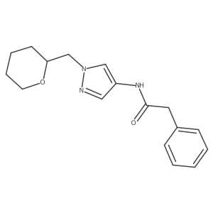 2-phenyl-N-(1-((tetrahydro-2H-pyran-2-yl)methyl)-1H-pyrazol-4-yl)acetamide Structure