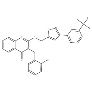 3-(2-chlorobenzyl)-2-(((3-(3-(trifluoromethyl)phenyl)-1,2,4-oxadiazol-5-yl)methyl)thio)quinazolin-4(3H)-one Structure