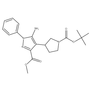 methyl 5-amino-4-{1-[(tert-butoxy)carbonyl]pyrrolidin-3-yl}-1-phenyl-1H-pyrazole-3-carboxylate Structure