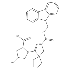 (2S,4R)-1-{2-ethyl-2-[({[(9H-fluoren-9-yl)methoxy]carbonyl}amino)methyl]butanoyl}-4-hydroxypyrrolidine-2-carboxylic acid结构式