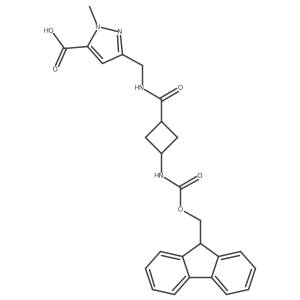 3-({[3-({[(9H-fluoren-9-yl)methoxy]carbonyl}amino)cyclobutyl]formamido}methyl)-1-methyl-1H-pyrazole-5-carboxylic acid结构式