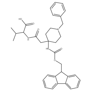 (2R)-2-{2-[1-benzyl-4-({[(9H-fluoren-9-yl)methoxy]carbonyl}amino)piperidin-4-yl]acetamido}-3-methylbutanoic acid Structure