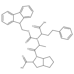 (2S,3aS,6aS)-1-[(2S)-2-{[(1S)-1-carboxy-3-phenylpropyl]({[(9H-fluoren-9-yl)methoxy]carbonyl})amino}propanoyl]-octahydrocyclopenta[b]pyrrole-2-carboxylic acid Structure