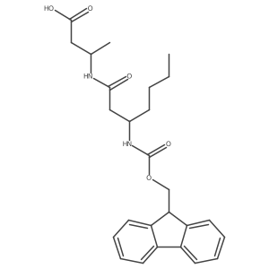 3-[3-({[(9H-fluoren-9-yl)methoxy]carbonyl}amino)heptanamido]butanoic acid结构式