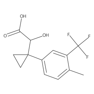 2-Hydroxy-2-{1-[4-methyl-3-(trifluoromethyl)phenyl]cyclopropyl}acetic acid结构式