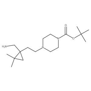 Tert-butyl 4-{2-[1-(aminomethyl)-2,2-dimethylcyclopropyl]ethyl}piperazine-1-carboxylate Structure