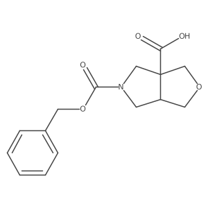 rac-(3aR,6aR)-5-[(benzyloxy)carbonyl]-hexahydro-1H-furo[3,4-c]pyrrole-3a-carboxylic acid结构式