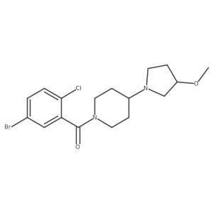 (5-Bromo-2-chlorophenyl)(4-(3-methoxypyrrolidin-1-yl)piperidin-1-yl)methanone结构式