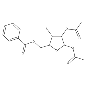 1,2-Di-O-acetyl-5-O-benzoyl-3-deoxy-3-fluoro-D-ribofuranose结构式