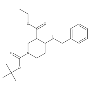 rac-1-tert-butyl 3-ethyl (3R,4S)-4-(benzylamino)piperidine-1,3-dicarboxylate结构式