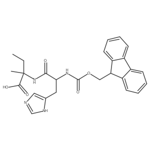 2-[(2S)-2-({[(9H-fluoren-9-yl)methoxy]carbonyl}amino)-3-(1H-imidazol-5-yl)propanamido]-2-methylbutanoic acid Structure