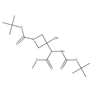 Tert-butyl 3-(1-{[(tert-butoxy)carbonyl]amino}-2-methoxy-2-oxoethyl)-3-hydroxyazetidine-1-carboxylate Structure