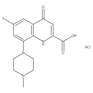 6-Fluoro-8-(4-methylpiperazin-1-yl)-4-oxo-1,4-dihydroquinoline-2-carboxylic acid hydrochloride结构式