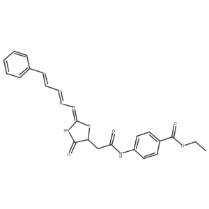ethyl 4-(2-((E)-4-oxo-2-((E)-((E)-3-phenylallylidene)hydrazono)thiazolidin-5-yl)acetamido)benzoate Structure