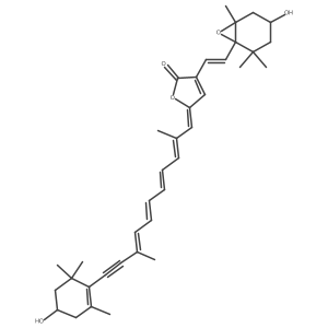 (5Z)-5-[(2E,4E,6E,8E)-11-[(4R)-4-hydroxy-2,6,6-trimethylcyclohexen-1-yl]-2,9-dimethylundeca-2,4,6,8-tetraen-10-ynylidene]-3-[(E)-2-[(1S,4S,6R)-4-hydroxy-2,2,6-trimethyl-7-oxabicyclo[4.1.0]heptan-1-yl]ethenyl]furan-2-one结构式