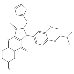 7-chloro-2-(furan-2-ylmethyl)-1-[3-methoxy-4-(2-methylpropoxy)phenyl]-4a,5,6,7,8,8a-hexahydro-1H-chromeno[2,3-c]pyrrole-3,9-dione结构式