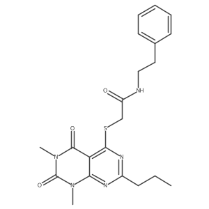 2-((6,8-dimethyl-5,7-dioxo-2-propyl-5,6,7,8-tetrahydropyrimido[4,5-d]pyrimidin-4-yl)thio)-N-phenethylacetamide Structure