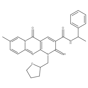 2-imino-8-methyl-5-oxo-N-(1-phenylethyl)-1-(tetrahydrofuran-2-ylmethyl)-1,5-dihydro-2H-dipyrido[1,2-a:2',3'-d]pyrimidine-3-carboxamide结构式