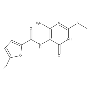 N-(4-amino-2-(methylthio)-6-oxo-1,6-dihydropyrimidin-5-yl)-5-bromofuran-2-carboxamide结构式