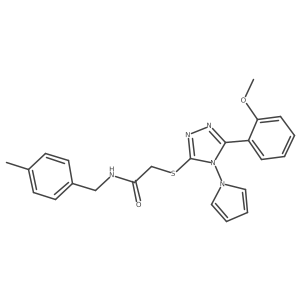 2-((5-(2-methoxyphenyl)-4-(1H-pyrrol-1-yl)-4H-1,2,4-triazol-3-yl)thio)-N-(4-methylbenzyl)acetamide Structure