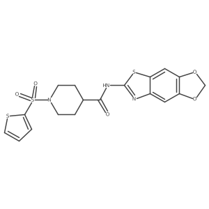 N-([1,3]dioxolo[4',5':4,5]benzo[1,2-d]thiazol-6-yl)-1-(thiophen-2-ylsulfonyl)piperidine-4-carboxamide结构式