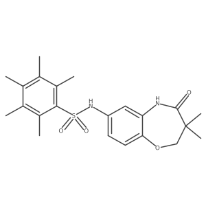N-(3,3-dimethyl-4-oxo-2,3,4,5-tetrahydrobenzo[b][1,4]oxazepin-7-yl)-2,3,4,5,6-pentamethylbenzenesulfonamide结构式