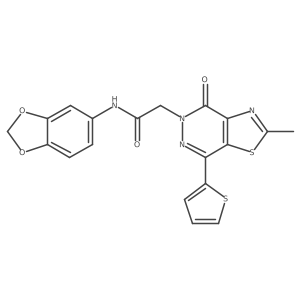 N-(benzo[d][1,3]dioxol-5-yl)-2-(2-methyl-4-oxo-7-(thiophen-2-yl)thiazolo[4,5-d]pyridazin-5(4H)-yl)acetamide结构式