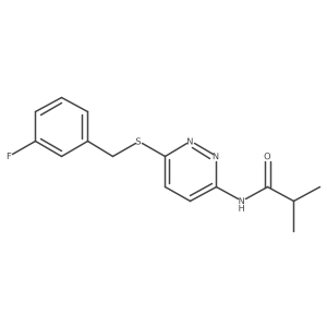 N-(6-{[(3-fluorophenyl)methyl]sulfanyl}pyridazin-3-yl)-2-methylpropanamide Structure