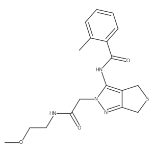 N-(2-(2-((2-methoxyethyl)amino)-2-oxoethyl)-4,6-dihydro-2H-thieno[3,4-c]pyrazol-3-yl)-2-methylbenzamide Structure