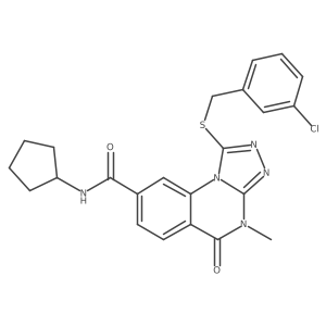 1-((3-chlorobenzyl)thio)-N-cyclopentyl-4-methyl-5-oxo-4,5-dihydro-[1,2,4]triazolo[4,3-a]quinazoline-8-carboxamide结构式