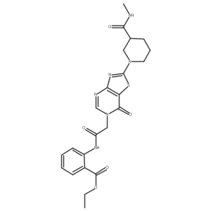ethyl 2-(2-(2-(3-(methylcarbamoyl)piperidin-1-yl)-7-oxothiazolo[4,5-d]pyrimidin-6(7H)-yl)acetamido)benzoate Structure