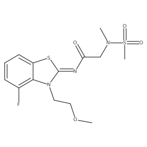 (E)-N-(4-fluoro-3-(2-methoxyethyl)benzo[d]thiazol-2(3H)-ylidene)-2-(N-methylmethylsulfonamido)acetamide结构式