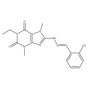 (E)-1-ethyl-8-(2-(2-hydroxybenzylidene)hydrazinyl)-3,7-dimethyl-1H-purine-2,6(3H,7H)-dione Structure