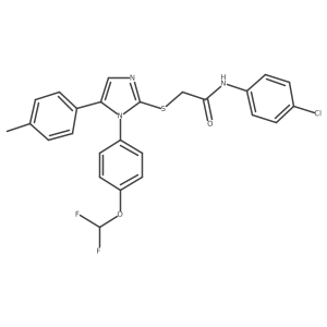 N-(4-chlorophenyl)-2-((1-(4-(difluoromethoxy)phenyl)-5-(p-tolyl)-1H-imidazol-2-yl)thio)acetamide结构式