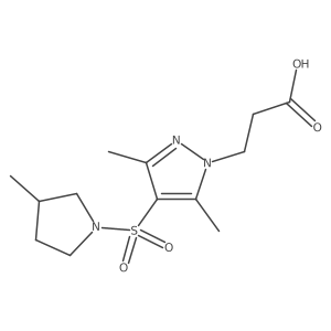 1H-Pyrazole-1-propanoic acid, 3,5-dimethyl-4-[(3-methyl-1-pyrrolidinyl)sulfonyl]-结构式