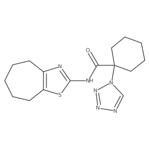 N-(5,6,7,8-tetrahydro-4H-cyclohepta[d]thiazol-2-yl)-1-(1H-tetrazol-1-yl)cyclohexanecarboxamide结构式