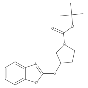 (S)-3-(Benzooxazol-2-ylsulfanyl)-pyrrolidine-1-carboxylic acid tert-butyl ester Structure