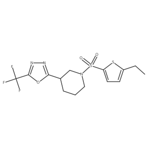 2-(1-((5-Ethylthiophen-2-yl)sulfonyl)piperidin-3-yl)-5-(trifluoromethyl)-1,3,4-oxadiazole结构式