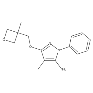 4-Methyl-3-[(3-methyl-3-oxetanyl)methoxy]-1-phenyl-1H-pyrazol-5-amine结构式