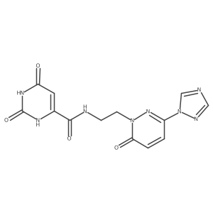 2,6-dioxo-N-(2-(6-oxo-3-(1H-1,2,4-triazol-1-yl)pyridazin-1(6H)-yl)ethyl)-1,2,3,6-tetrahydropyrimidine-4-carboxamide结构式