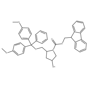 (9H-Fluoren-9-yl)methyl (2S,4R)-2-((bis(4-methoxyphenyl)(phenyl)methoxy)methyl)-4-hydroxypyrrolidine-1-carboxylate Structure