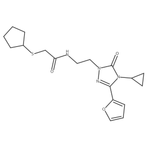 2-(cyclopentylthio)-N-(2-(4-cyclopropyl-3-(furan-2-yl)-5-oxo-4,5-dihydro-1H-1,2,4-triazol-1-yl)ethyl)acetamide结构式