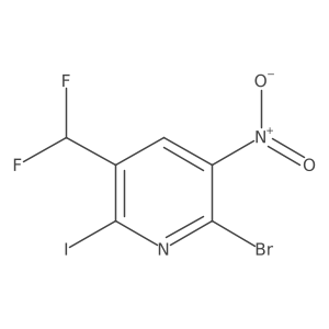 2-bromo-5-(difluoromethyl)-6-iodo-3-nitro-pyridine Structure