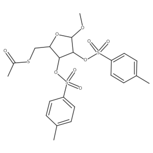 S-(((2S,3S,4R)-5-Methoxy-3,4-bis(tosyloxy)tetrahydrofuran-2-YL)methyl) ethanethioate结构式