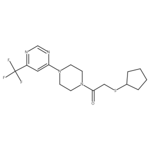2-(Cyclopentylthio)-1-(4-(6-(trifluoromethyl)pyrimidin-4-yl)piperazin-1-yl)ethanone结构式