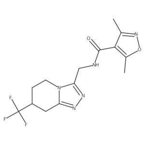 3,5-dimethyl-N-((7-(trifluoromethyl)-5,6,7,8-tetrahydro-[1,2,4]triazolo[4,3-a]pyridin-3-yl)methyl)isoxazole-4-carboxamide结构式