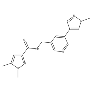 1,5-dimethyl-N-((5-(1-methyl-1H-pyrazol-4-yl)pyridin-3-yl)methyl)-1H-pyrazole-3-carboxamide结构式