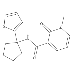 1-methyl-2-oxo-N-(1-(thiophen-2-yl)cyclopentyl)-1,2-dihydropyridine-3-carboxamide结构式