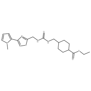 ethyl 4-((3-((3-(1-methyl-1H-pyrrol-2-yl)-1,2,4-oxadiazol-5-yl)methyl)ureido)methyl)cyclohexanecarboxylate Structure